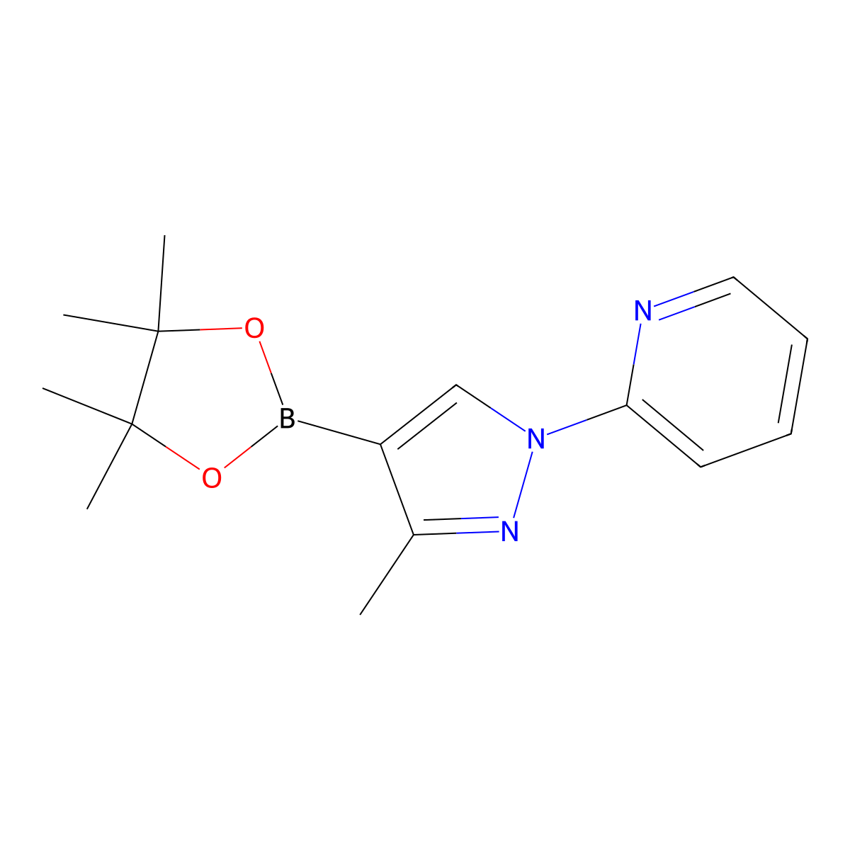 3-Methyl-1-(pyridin-2-yl)-1H-pyrazole-4-boronic acid pinacol ester molecular structure, CAS 2223037-44-1