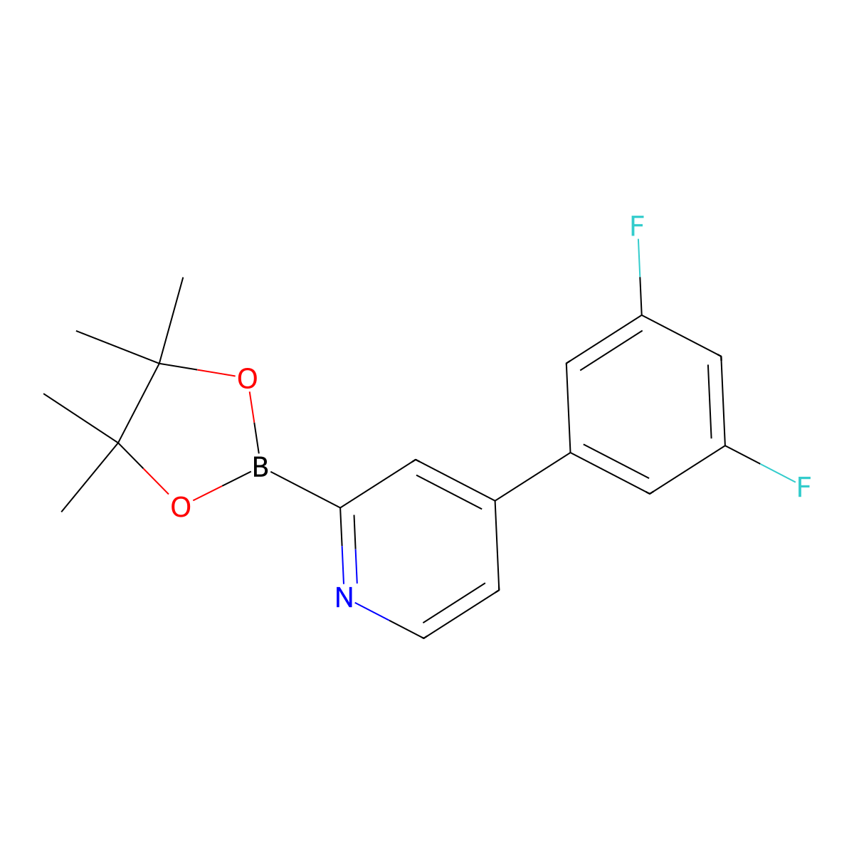 4-(3,5-Dlfluorophenyl)pyridine-2-boronic acid pinacol ester molecular structure, CAS 2223037-47-4