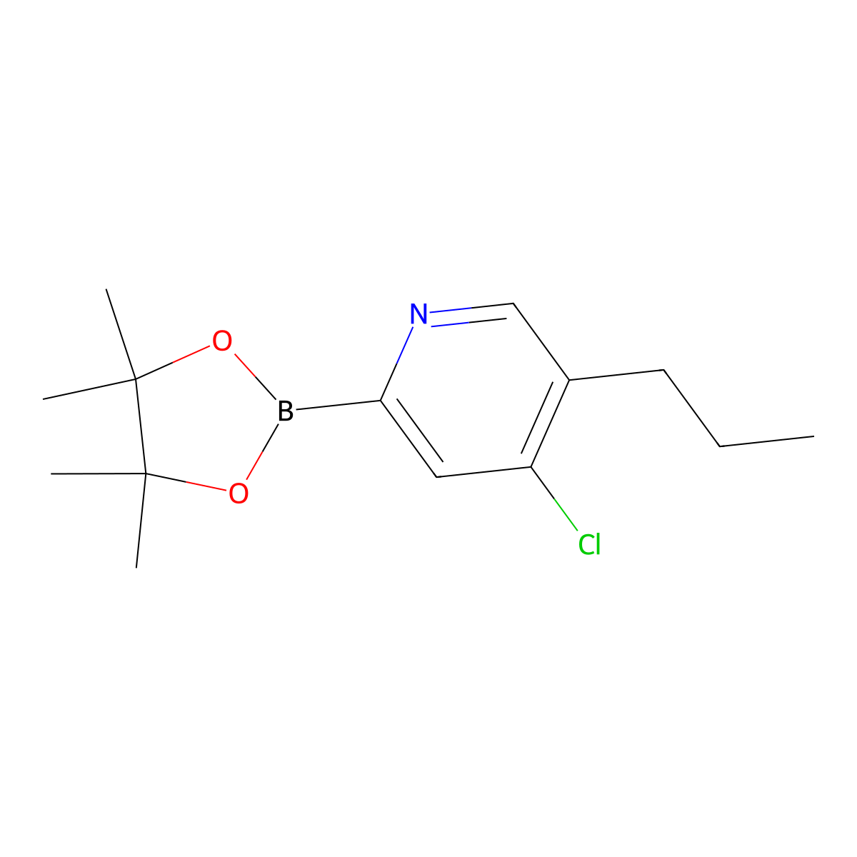 4-Chloro-5-(n-propyl)pyridine-2-boronic acid pinacol ester molecular structure, CAS 2223037-51-0