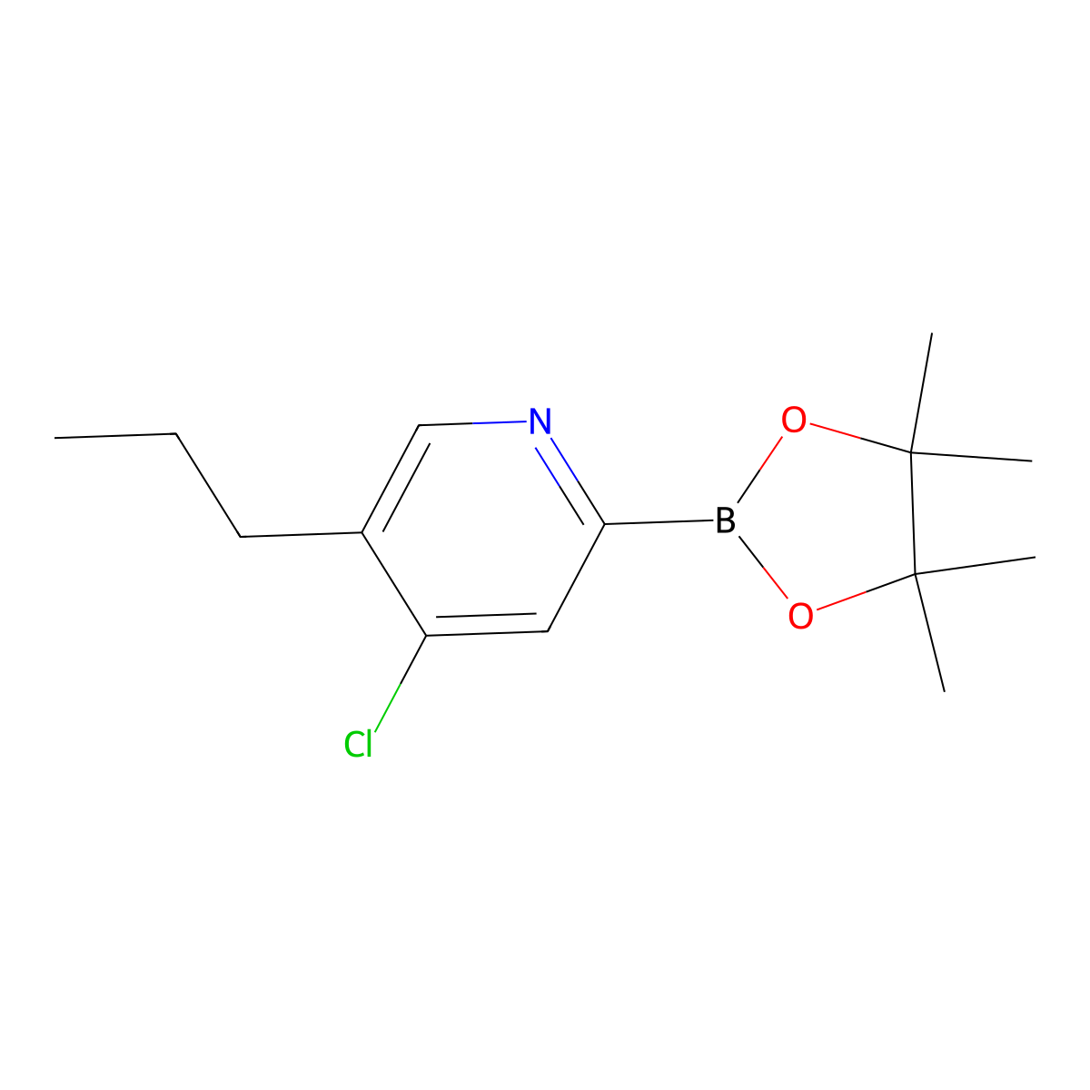 4-Chloro-5-(n-propyl)pyridine-2-boronic acid pinacol ester molecular structure, CAS 2223037-51-0