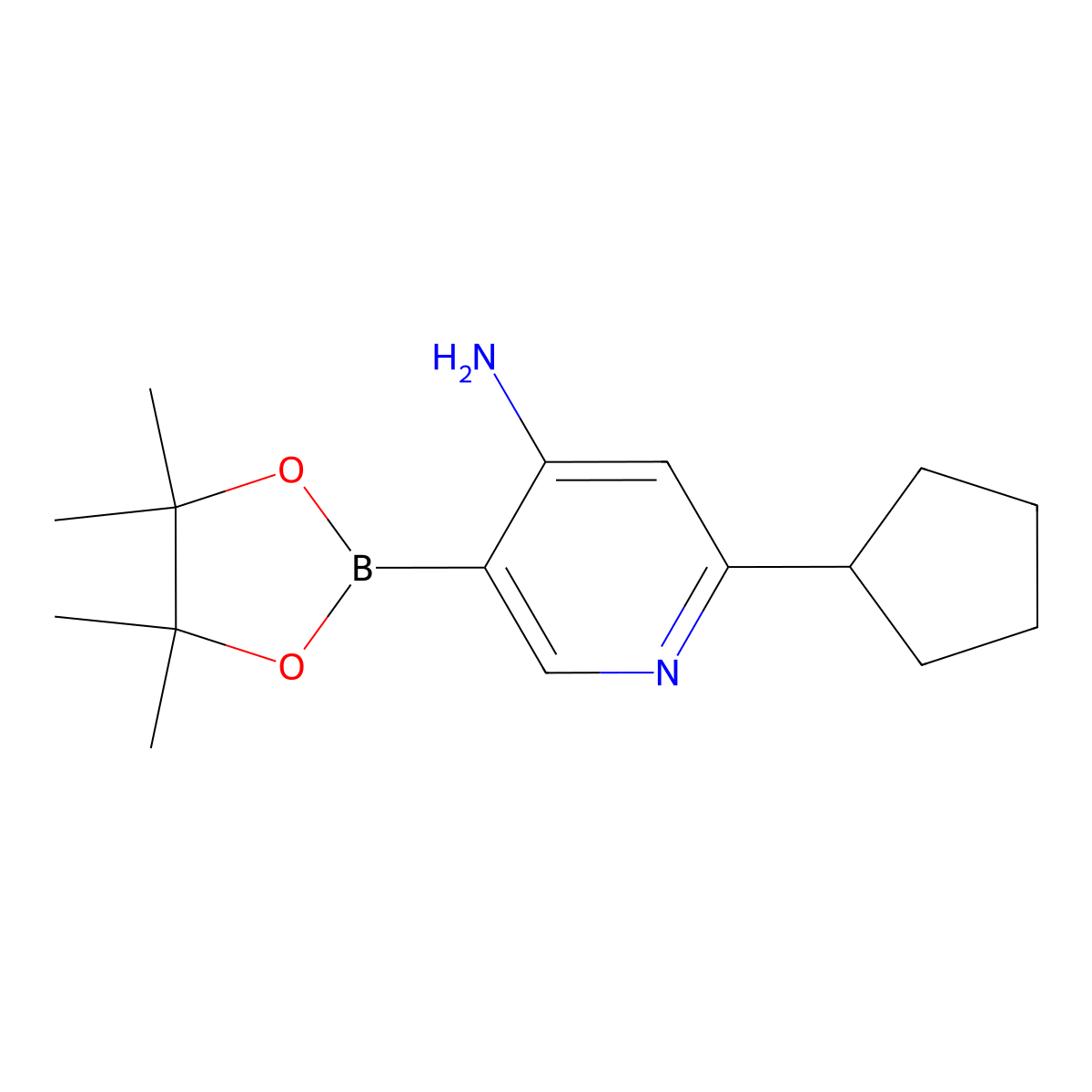 4-Amino-6-(cyclopentyl)pyridine-3-boronic acid pinacol ester molecular structure, CAS 2223037-52-1