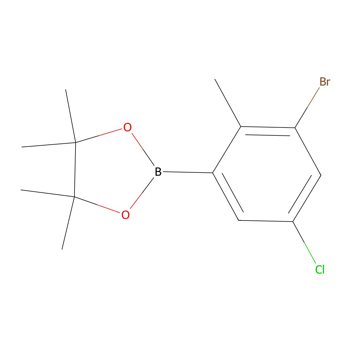 3-Chloro-5-bromo-6-methylphenylboronic acid pinacol ester molecular structure, CAS 2223037-56-5