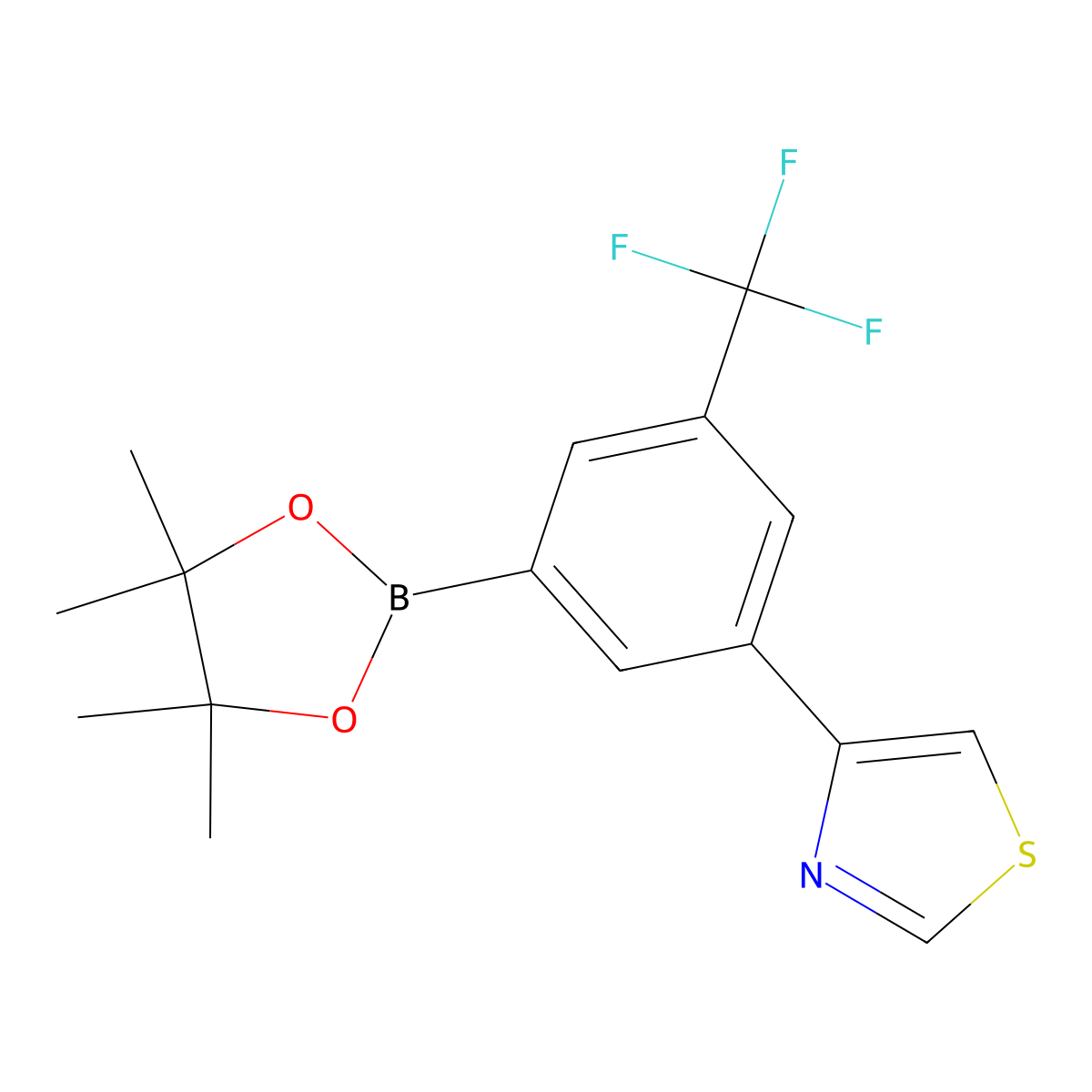 3-(Thiazol-4-yl)-5-trifluoromethylphenylboronic acid pinacol ester molecular structure, CAS 2223037-65-6