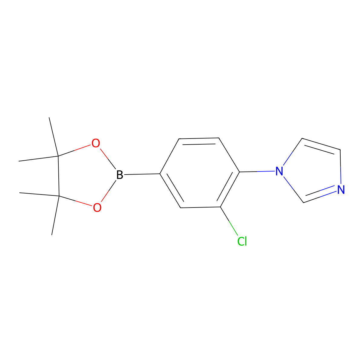 3-Chloro-4-(1H-imidazol-1-yl)phenylboronic acid pinacol ester molecular structure, CAS 2223037-71-4