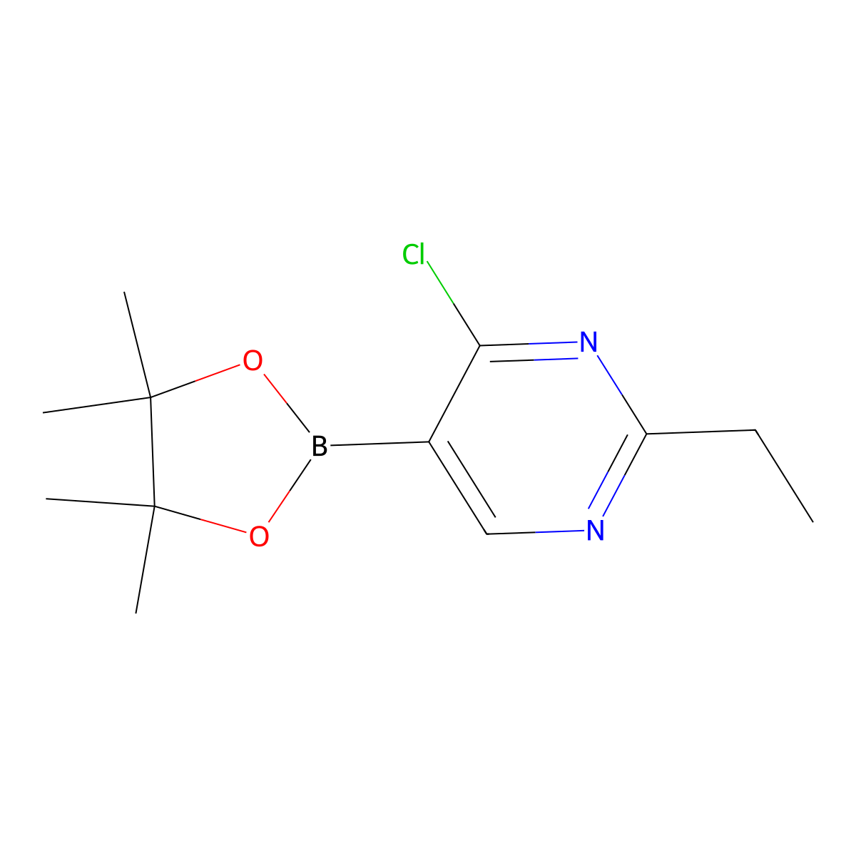 4-Chloro-2-ethylpyrimidine-5-boronic acid pinacol ester molecular structure, CAS 2223037-76-9