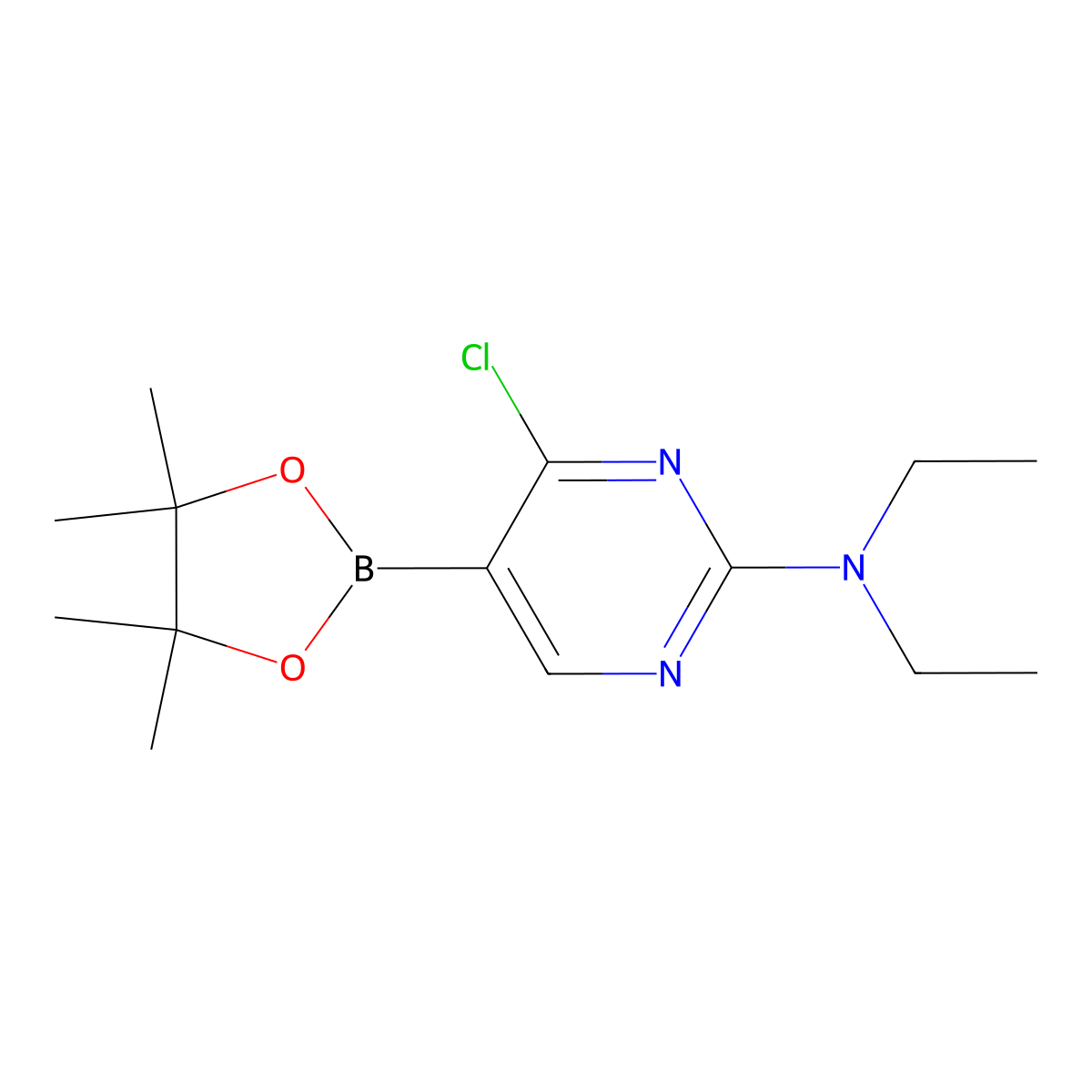 4-Chloro-2-(diethylamino)pyrimidine-5-boronic acid pinacol ester molecular structure, CAS 2223037-77-0