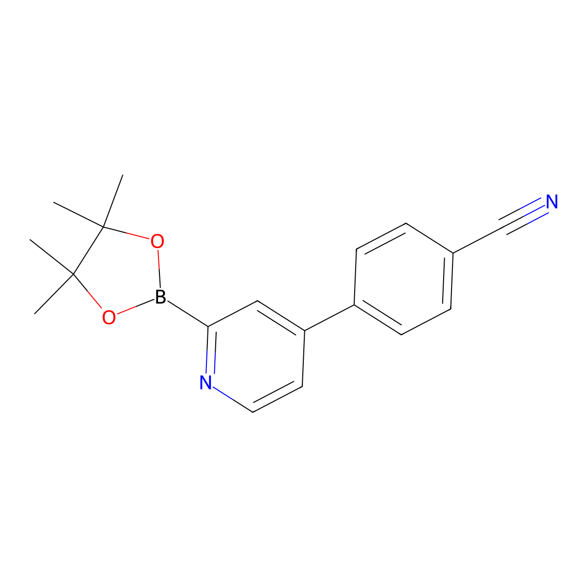 4-(2-(4,4,5,5-Tetramethyl-1,3,2-dioxaborolan-2-yl)pyridin-4-yl)benzonitrile molecular structure, CAS 2223037-79-2