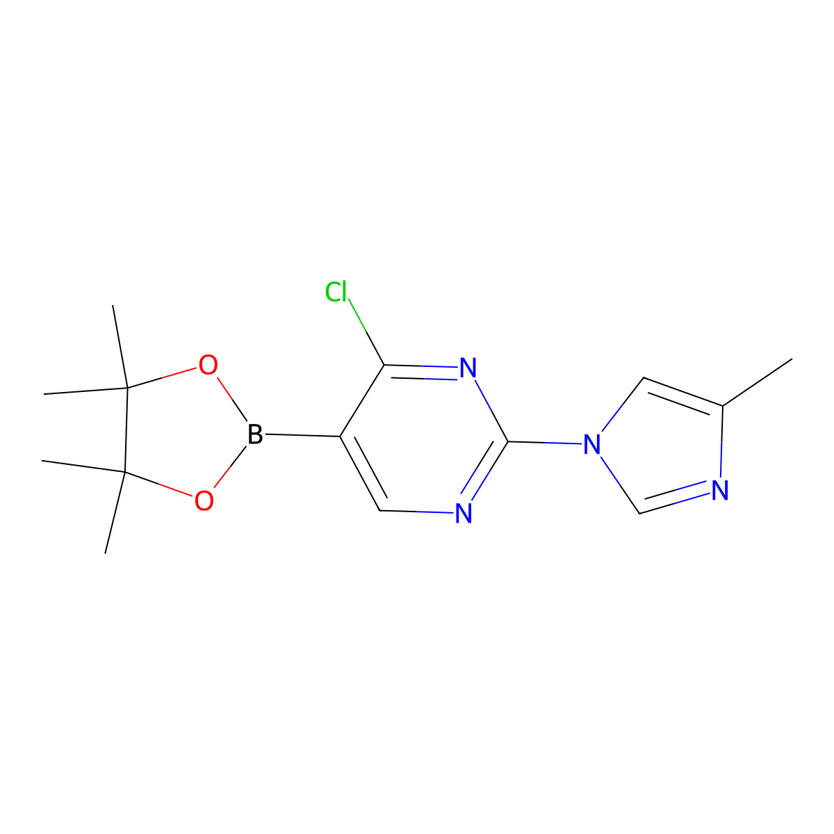 4-Chloro-2-(4-methylimidazol-1-yl)pyrimidine-5-boronic acid pinacol ester molecular structure, CAS 2223037-82-7