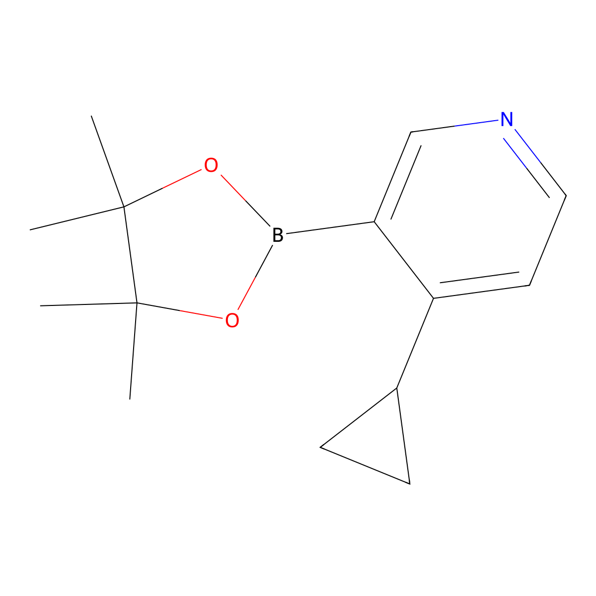 4-Cyclopropyl-3-(4,4,5,5-tetramethyl-1,3,2-dioxaborolan-2-YL)pyridine molecular structure, CAS 2223037-84-9