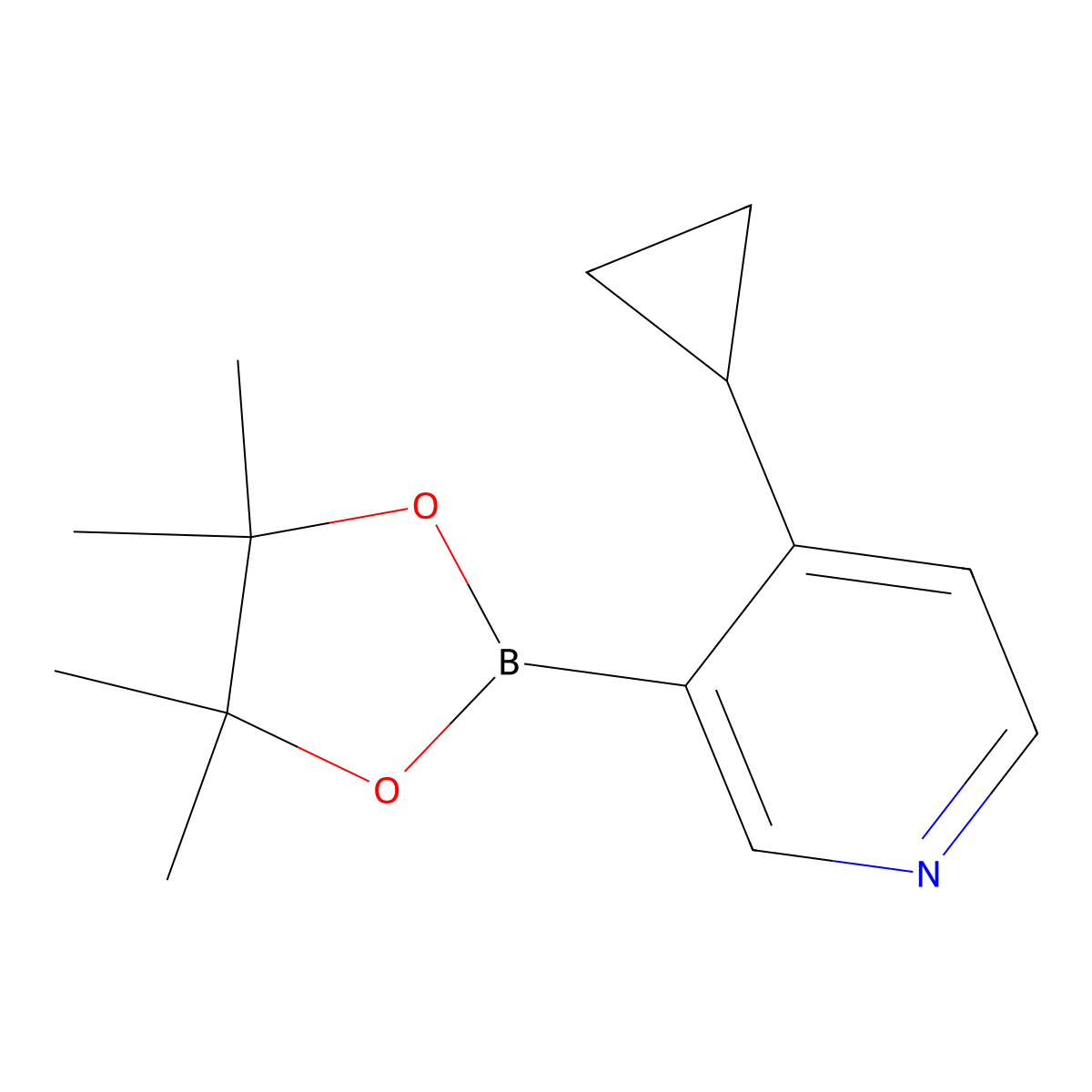 4-Cyclopropyl-3-(4,4,5,5-tetramethyl-1,3,2-dioxaborolan-2-YL)pyridine molecular structure, CAS 2223037-84-9