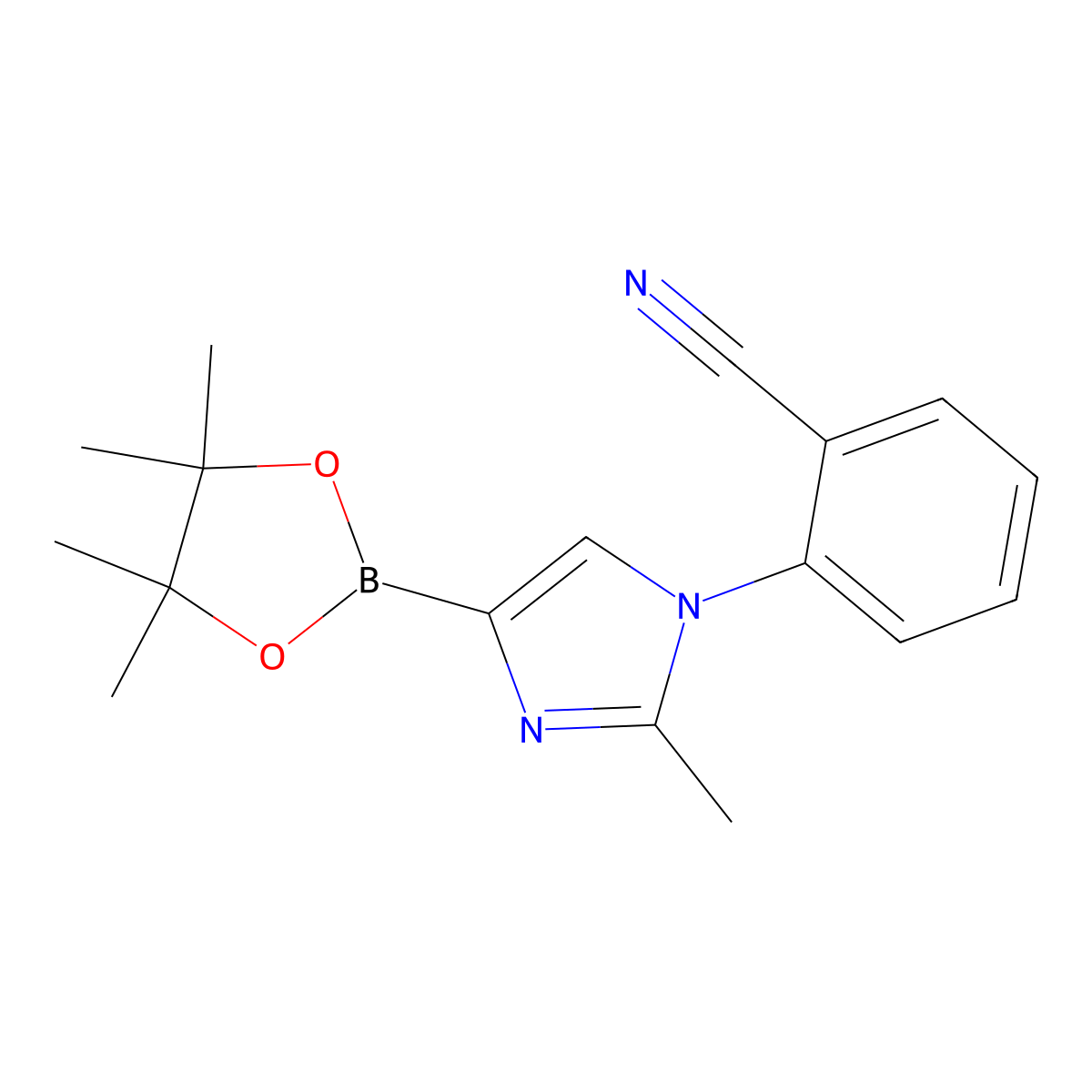 2-(2-methyl-4-(4,4,5,5-tetramethyl-1,3,2-dioxaborolan-2-yl)-1H-imidazol-1-yl)benzonitrile molecular structure, CAS 2223037-95-2