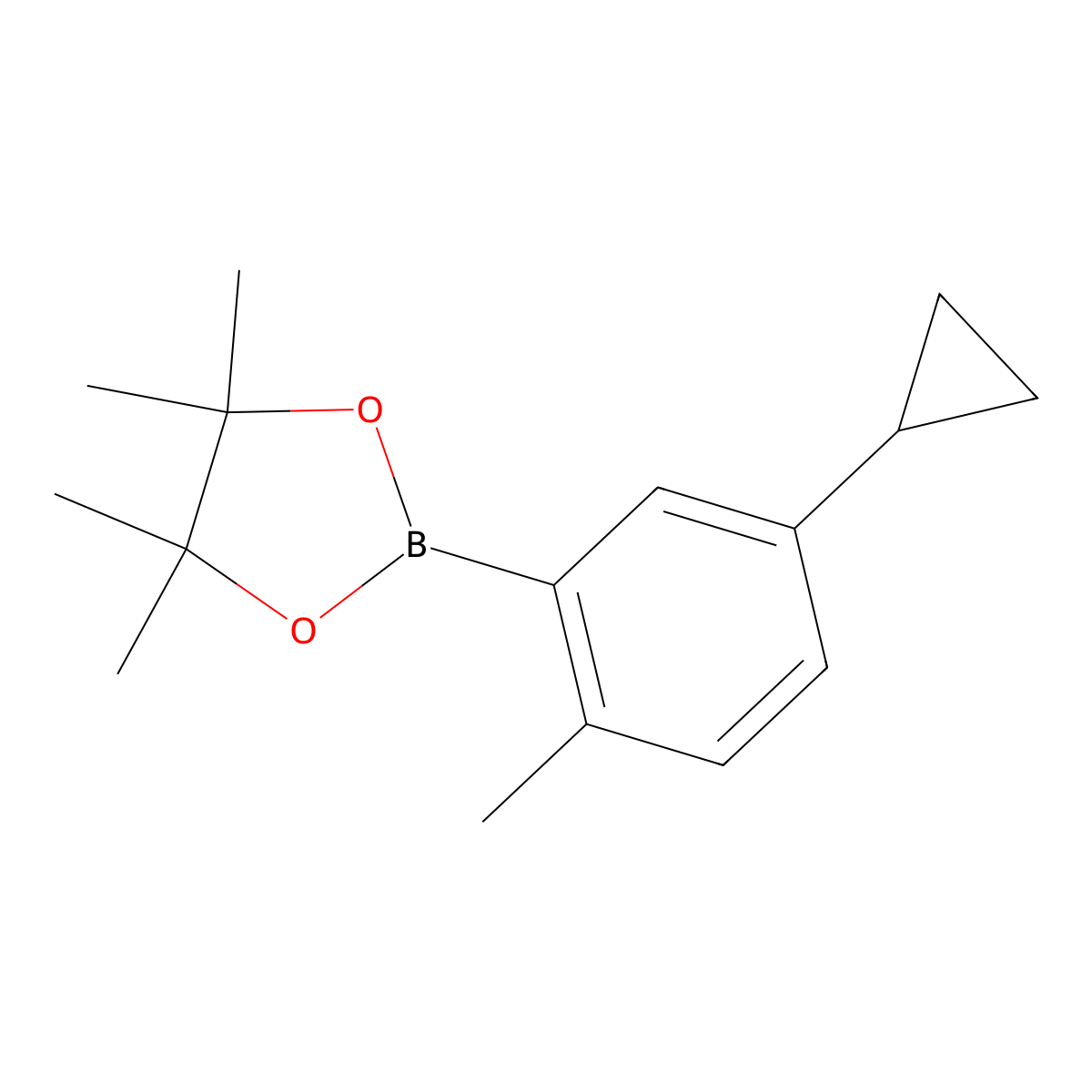 2-(5-Cyclopropyl-2-methylphenyl)-4,4,5,5-tetramethyl-1,3,2-dioxaborolane molecular structure, CAS 2223038-13-7