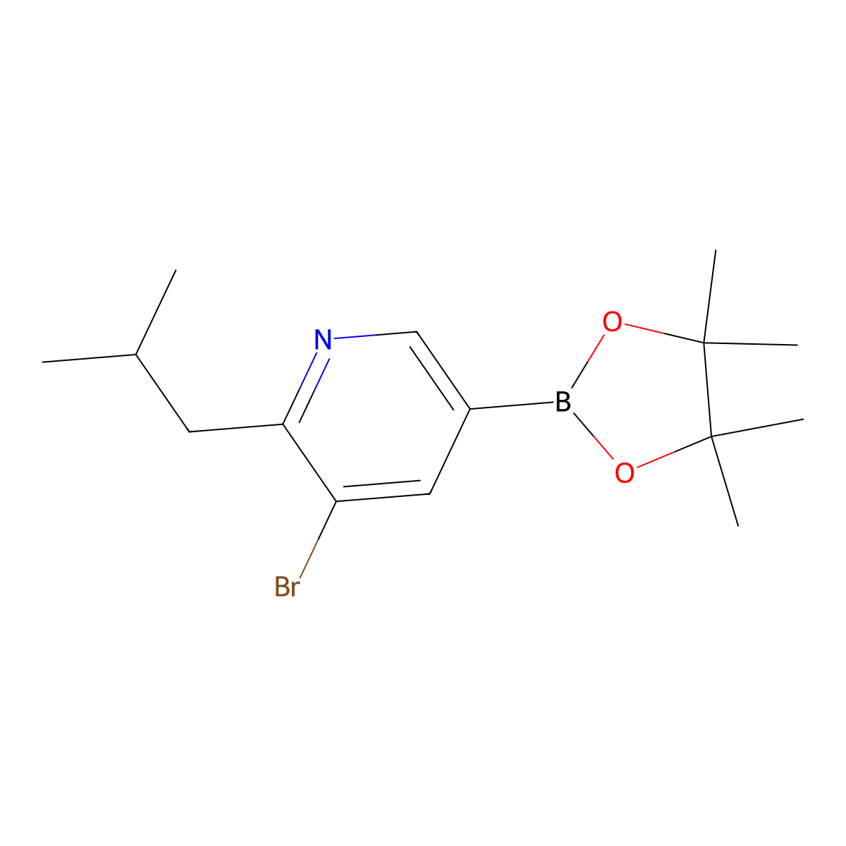 5-Bromo-6-(iso-butyl)pyridine-3-boronic acid pinacol ester molecular structure, CAS 2223038-14-8