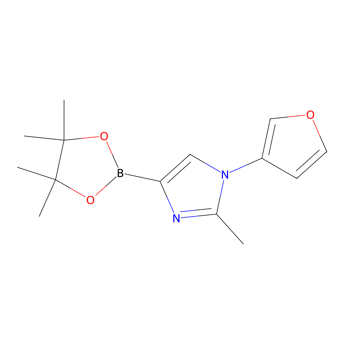 1-(furan-3-yl)-2-methyl-4-(4,4,5,5-tetramethyl-1,3,2-dioxaborolan-2-yl)-1H-imidazole molecular structure, CAS 2223038-55-7