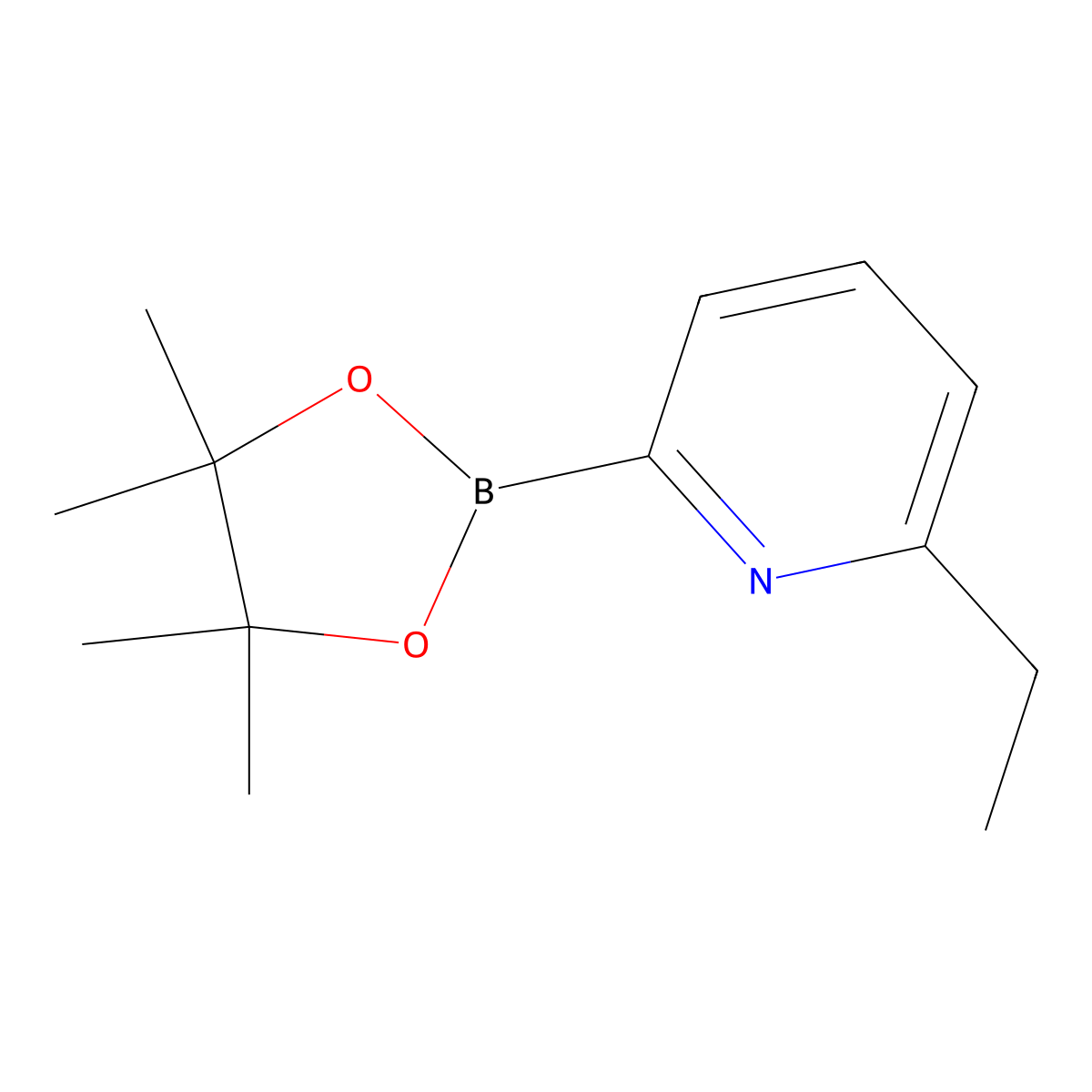 2-Ethyl-6-(4,4,5,5-tetramethyl-1,3,2-dioxaborolan-2-yl)pyridine molecular structure, CAS 2223038-57-9