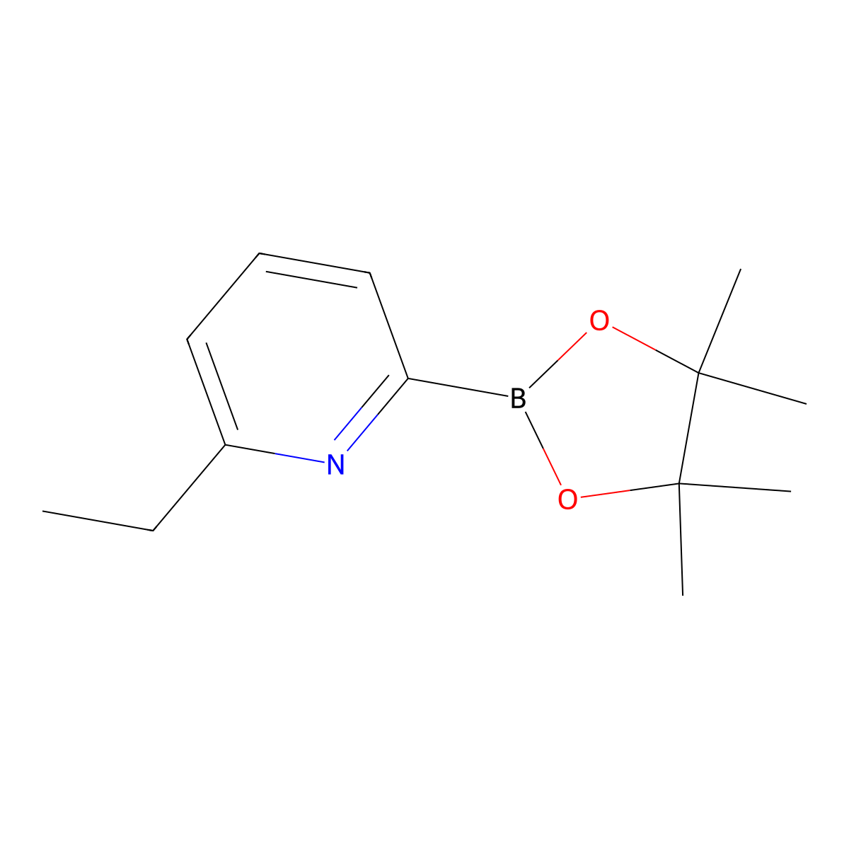 2-Ethyl-6-(4,4,5,5-tetramethyl-1,3,2-dioxaborolan-2-yl)pyridine molecular structure, CAS 2223038-57-9