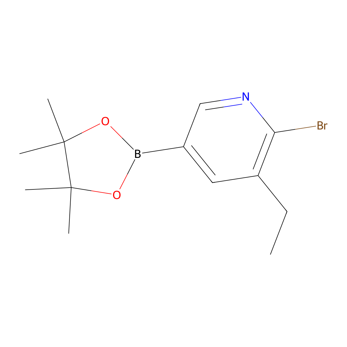 6-Bromo-5-ethylpyridine-3-boronic acid pinacol ester molecular structure, CAS 2223038-60-4
