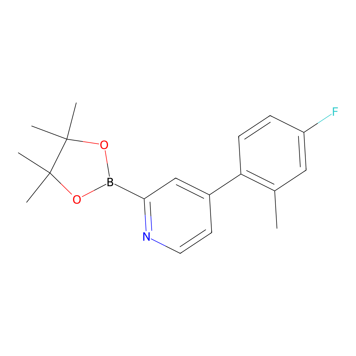 4-(4-Fluoro-2-methylphenyl)pyridine-2-boronic acid pinacol ester molecular structure, CAS 2223038-63-7