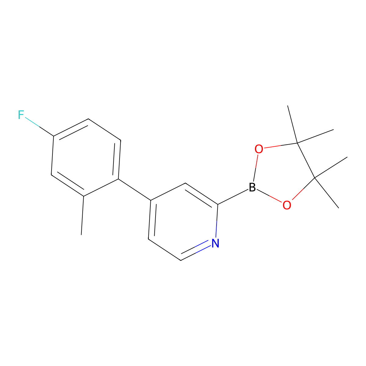 4-(4-Fluoro-2-methylphenyl)pyridine-2-boronic acid pinacol ester molecular structure, CAS 2223038-63-7