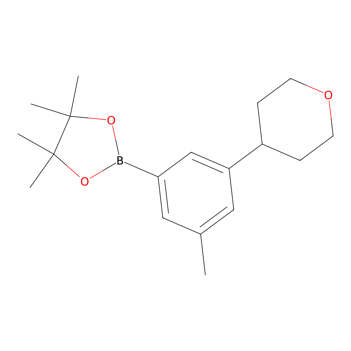 3-Methyl-5-(tetrahydro-2H-pyran-4-yl)phenylboronic Acid Pinacol Ester molecular structure, CAS 2223038-67-1