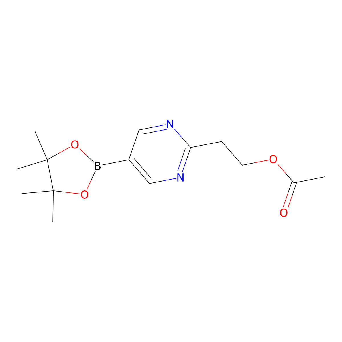 2-(2-Acetylethyl)pyrimidine-5-boronic acid pinacol ester molecular structure, CAS 2223038-79-5
