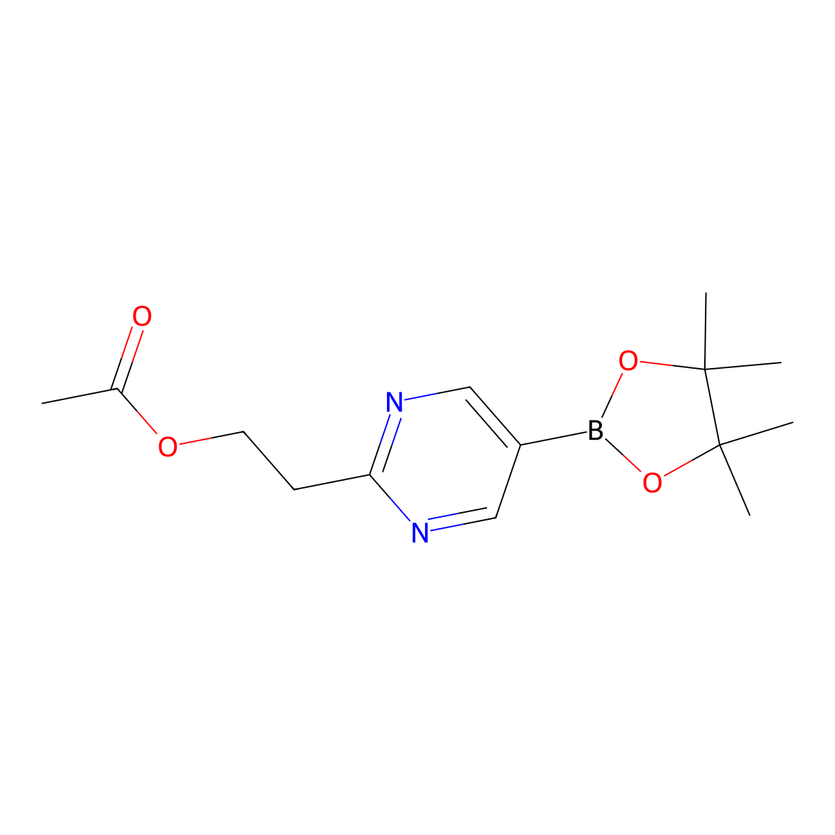 2-(2-Acetylethyl)pyrimidine-5-boronic acid pinacol ester molecular structure, CAS 2223038-79-5