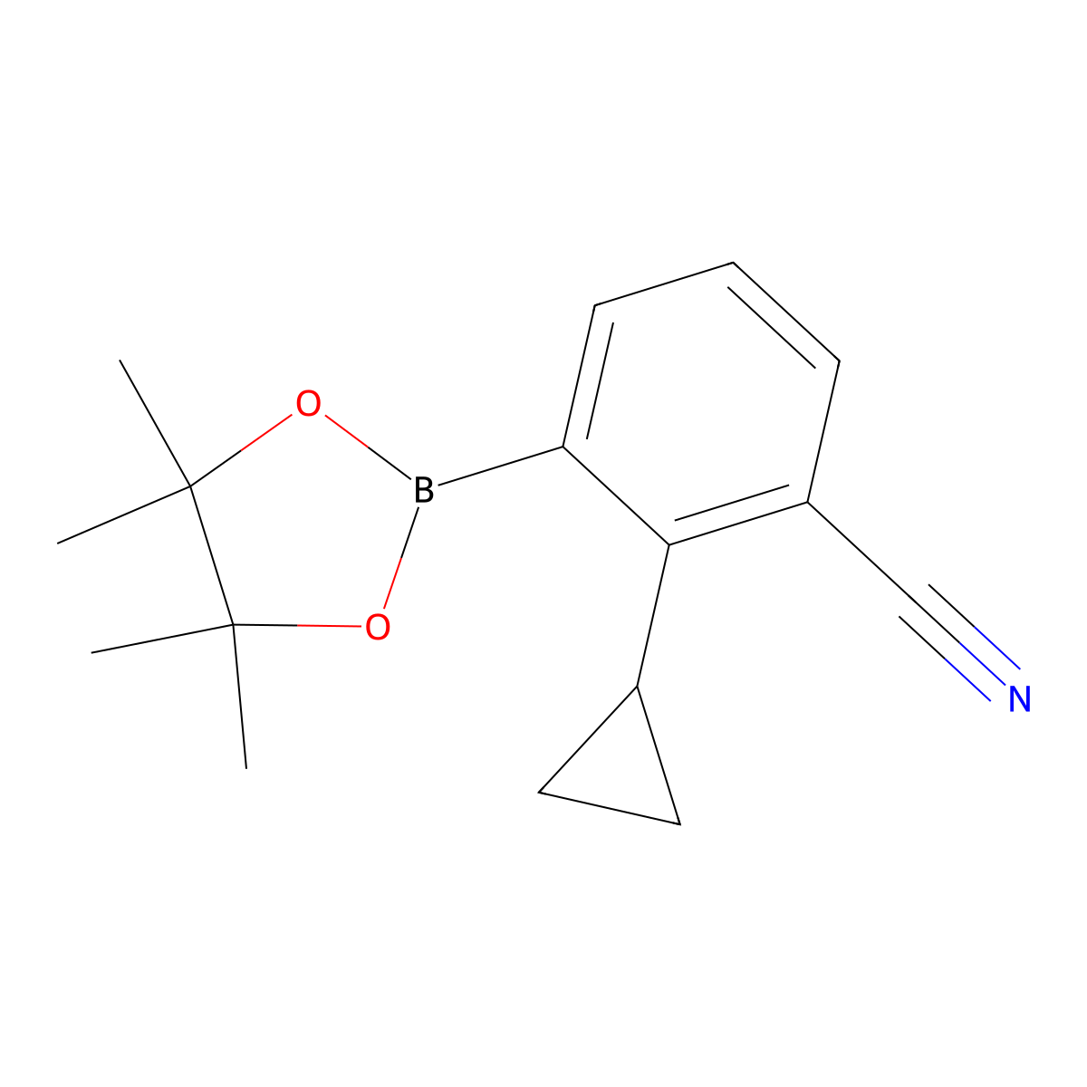 2-Cyclopropyl-3-(4,4,5,5-tetramethyl-1,3,2-dioxaborolan-2-yl)benzonitrile molecular structure, CAS 2223038-80-8