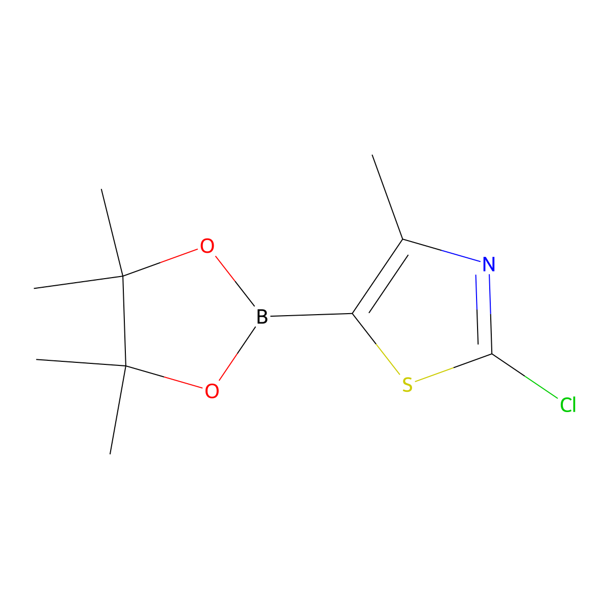 2-Chloro-4-methyl-5-(tetramethyl-1,3,2-dioxaborolan-2-yl)-1,3-thiazole molecular structure, CAS 2223038-84-2