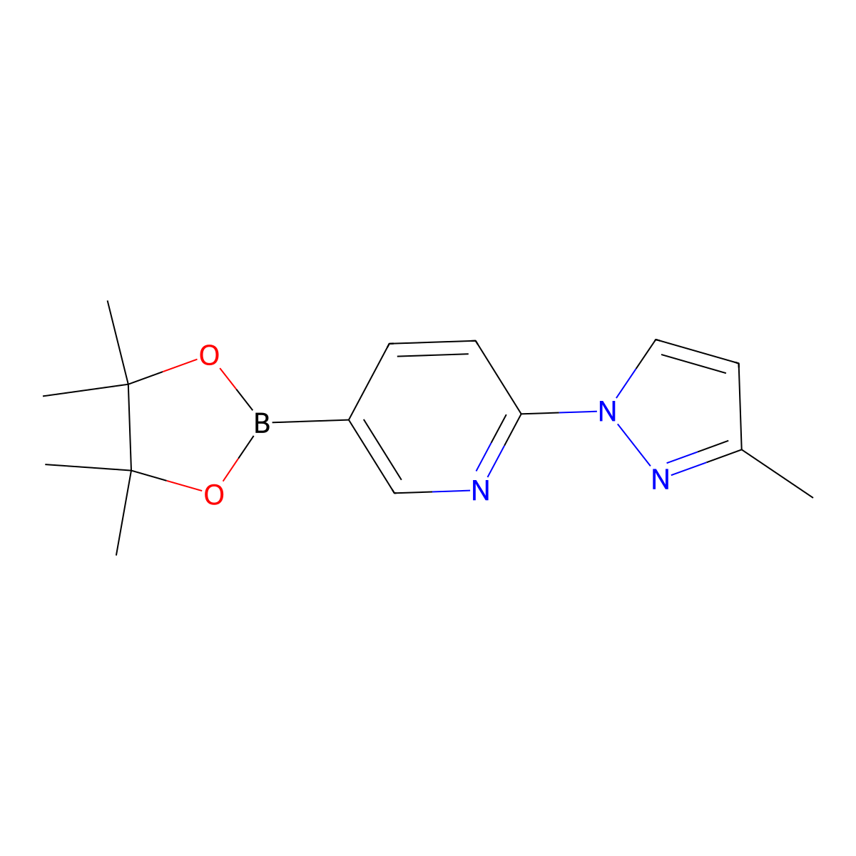 2-(3-Methyl-1H-pyrazol-1-yl)pyridine-5-boronic acid pinacol ester molecular structure, CAS 2223038-90-0