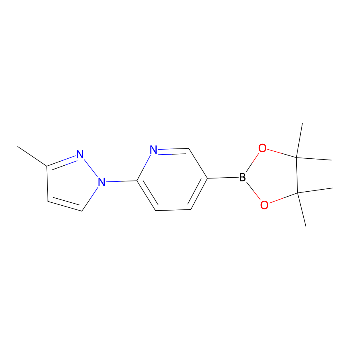 2-(3-Methyl-1H-pyrazol-1-yl)pyridine-5-boronic acid pinacol ester molecular structure, CAS 2223038-90-0