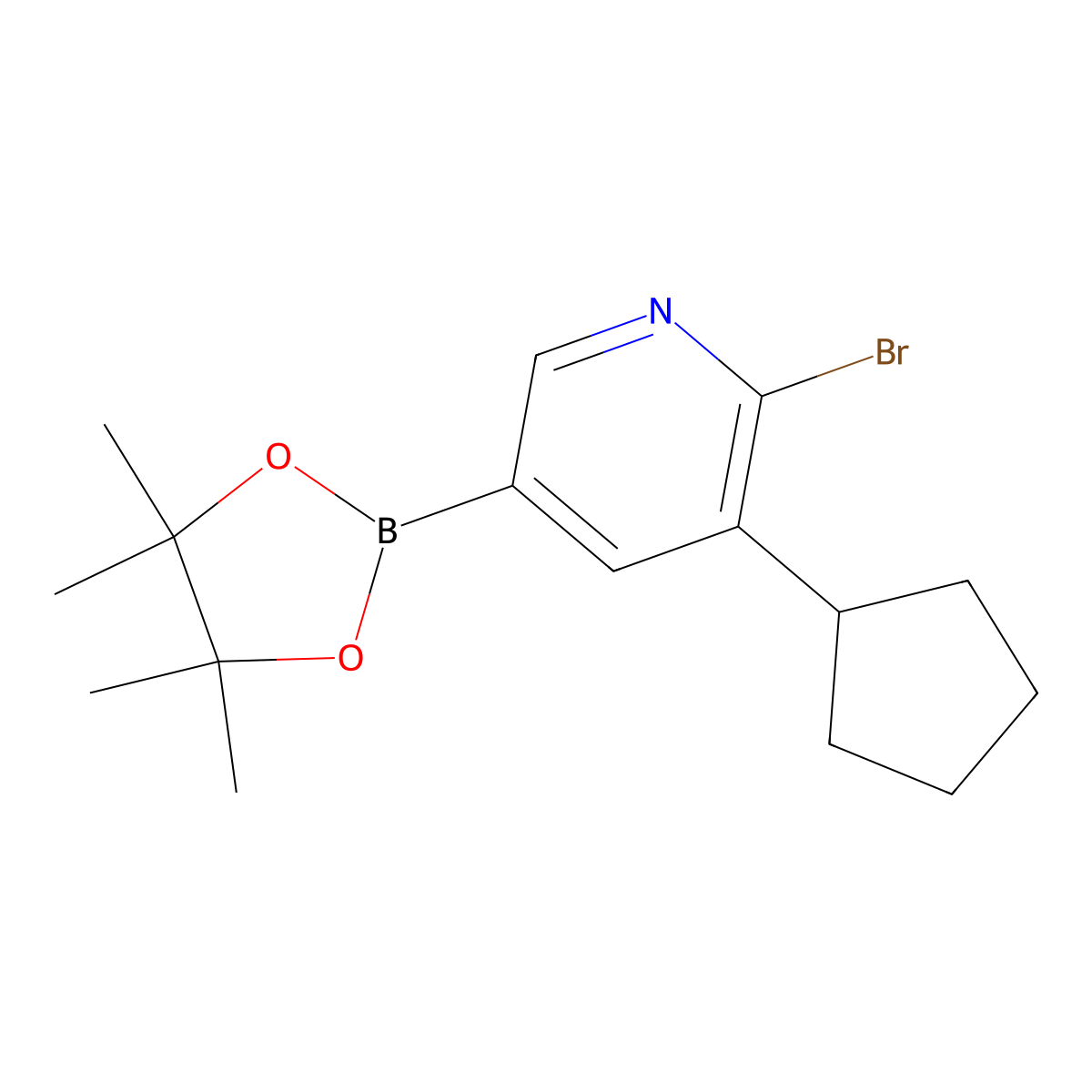 6-Bromo-5-(cyclopentyl)pyridine-3-boronic acid pinacol ester molecular structure, CAS 2223038-91-1