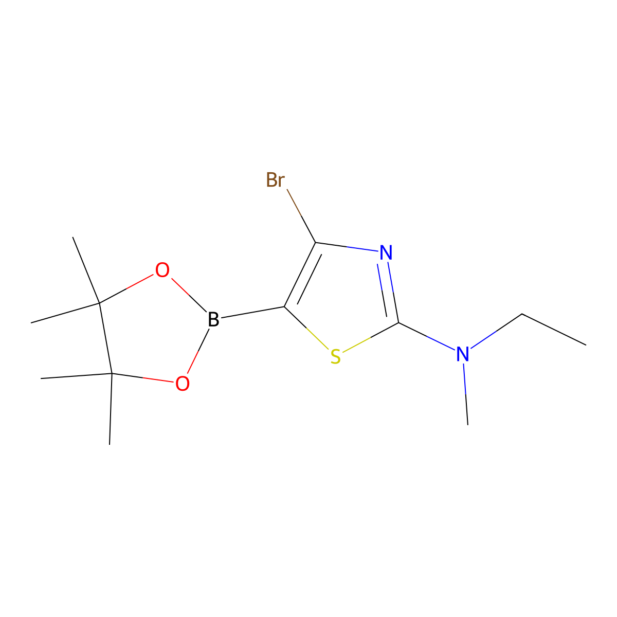 4-Bromo-2-(methylethylamino)thiazole-5-boronic acid pinacol ester molecular structure, CAS 2223038-92-2