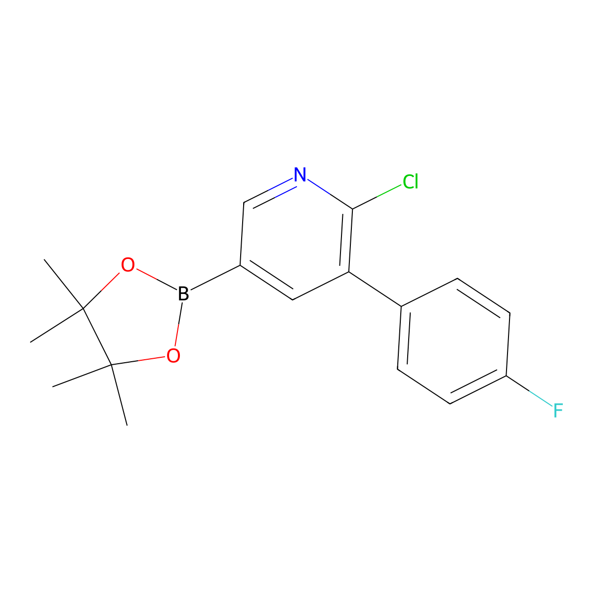 6-Chloro-5-(4-fluorophenyl)pyridine-3-boronic acid pinacol ester molecular structure, CAS 2223039-00-5