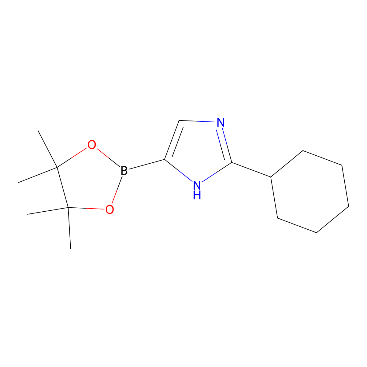 2-Cyclohexylimidazole-4-boronic acid pinacol ester molecular structure, CAS 2223039-04-9