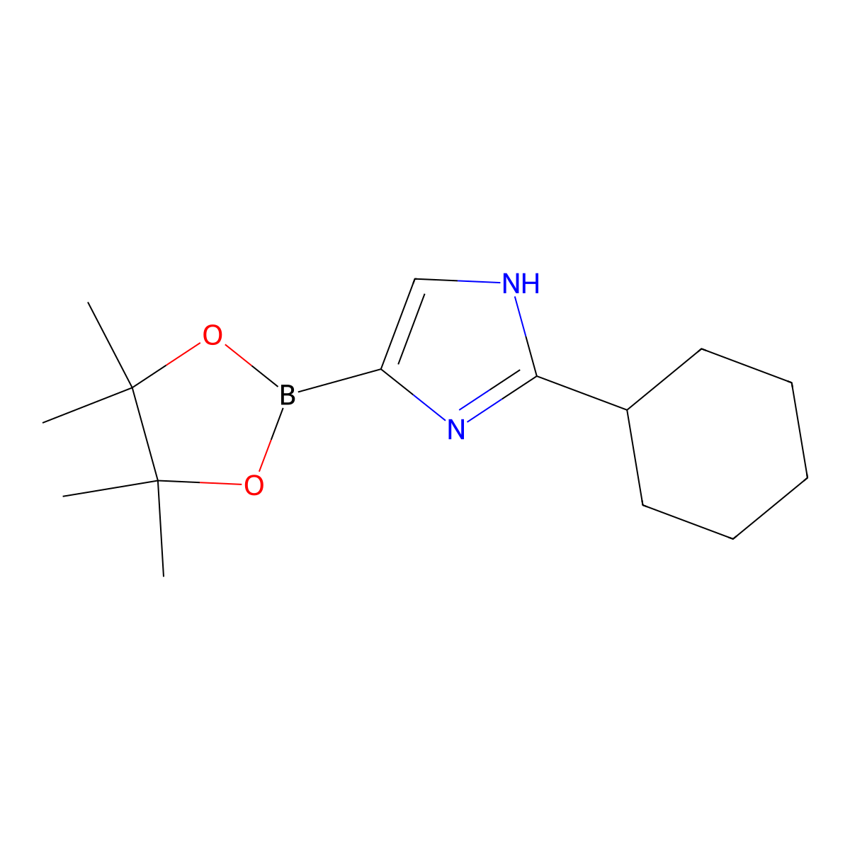 2-Cyclohexylimidazole-4-boronic acid pinacol ester molecular structure, CAS 2223039-04-9
