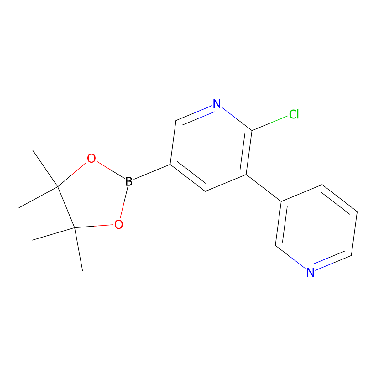 6-Chloro-5-(pyridin-3-yl)pyridine-3-boronic acid pinacol ester molecular structure, CAS 2223039-09-4