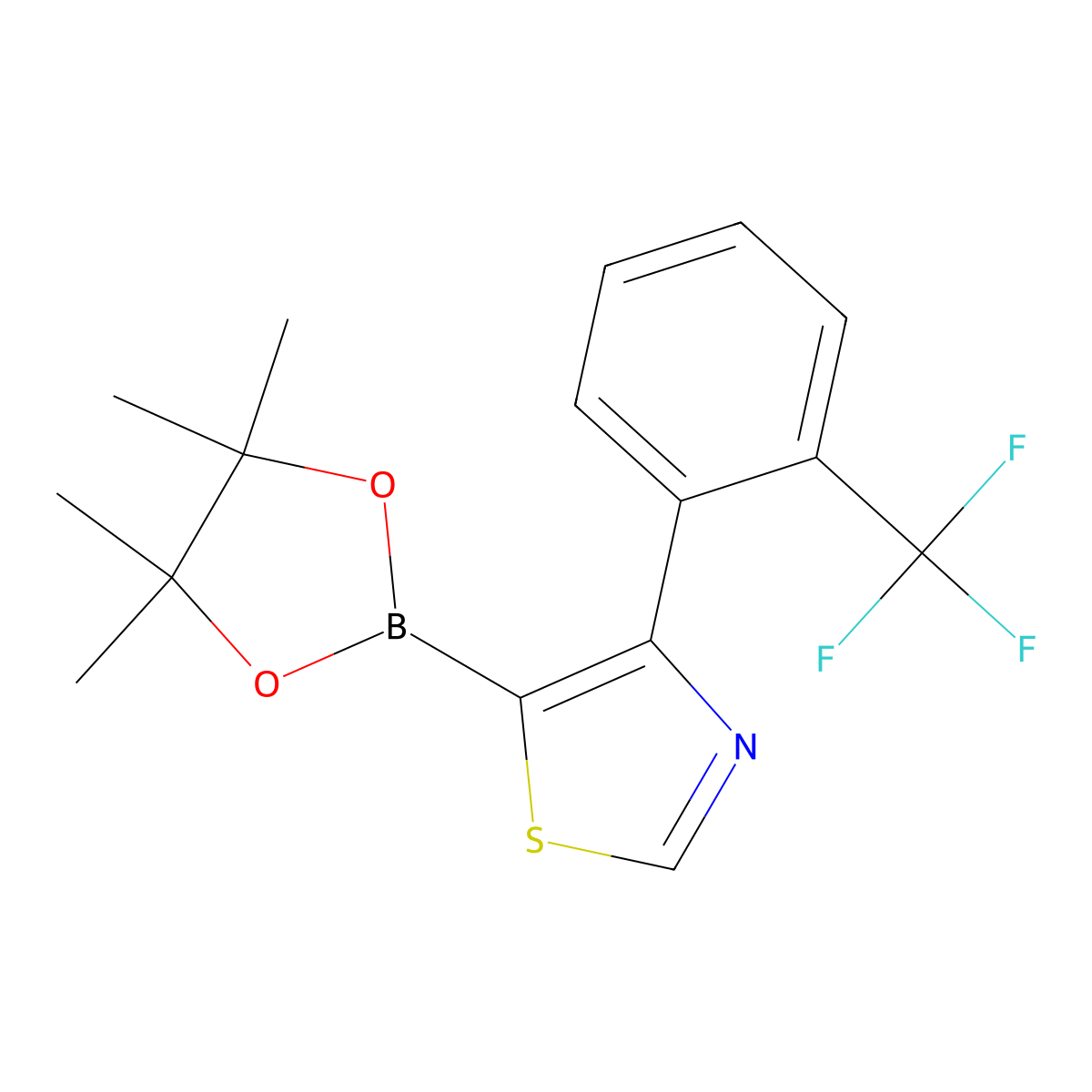 4-(2-Trifluoromethylphenyl)thiazole-5-boronic acid pinacol ester molecular structure, CAS 2223039-30-1