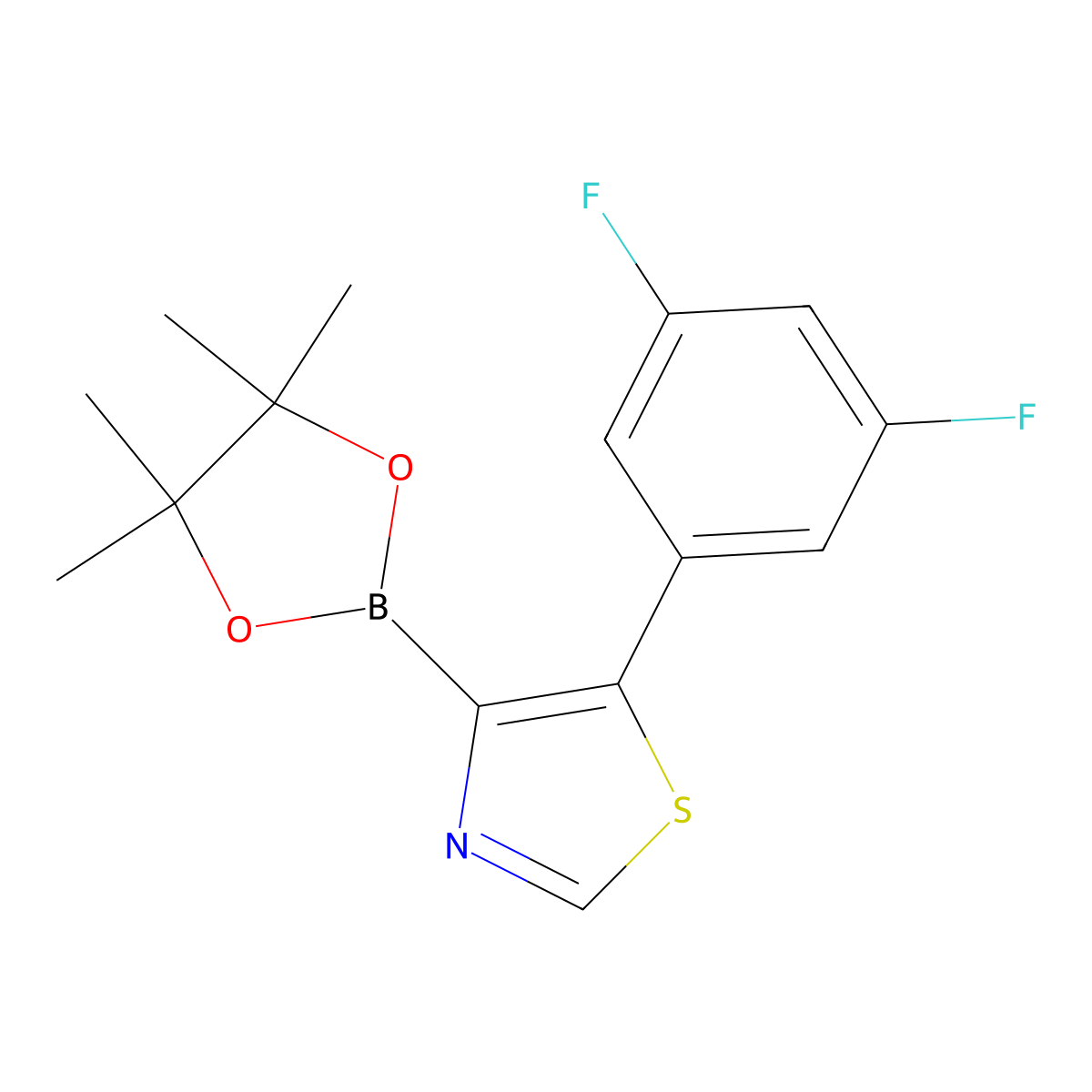 5-(3,5-Difluorophenyl)thiazole-4-boronic acid pinacol ester molecular structure, CAS 2223039-36-7