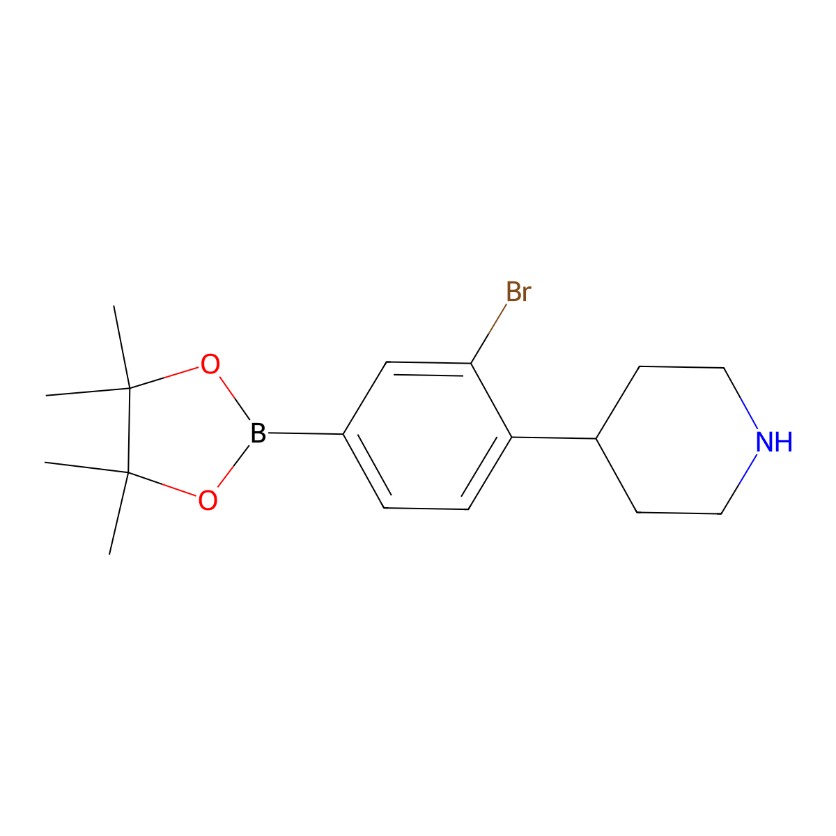 3-Bromo-4-(piperidin-4-yl)phenylboronic acid pinacol ester molecular structure, CAS 2223039-37-8