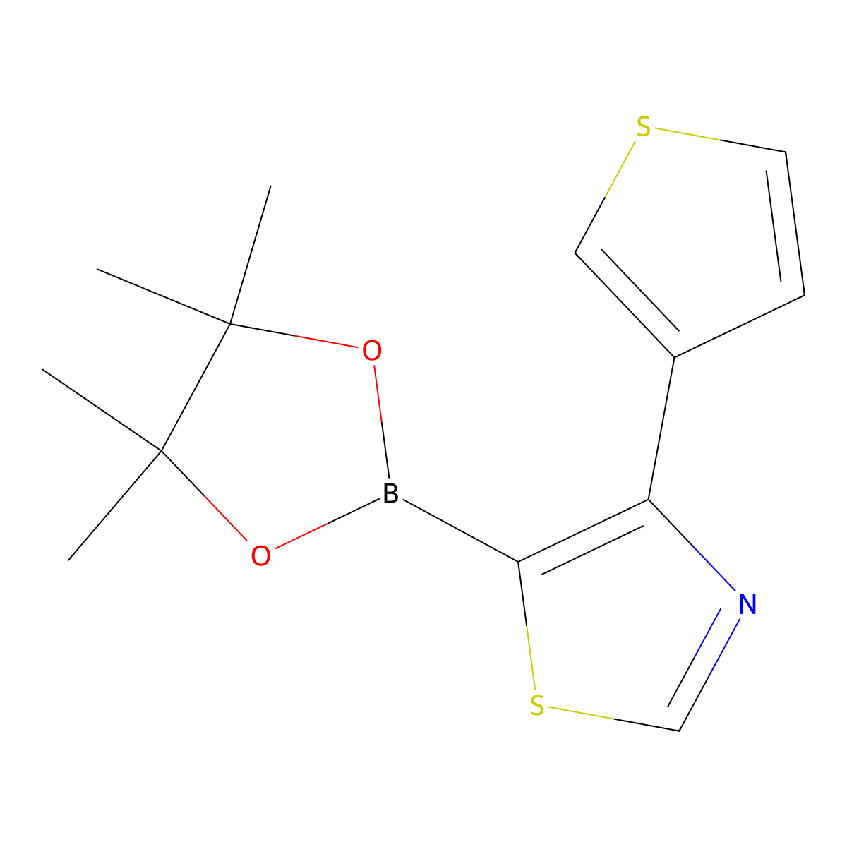 4-(3-Thienyl)thiazole-5-boronic acid pinacol ester molecular structure, CAS 2223039-38-9