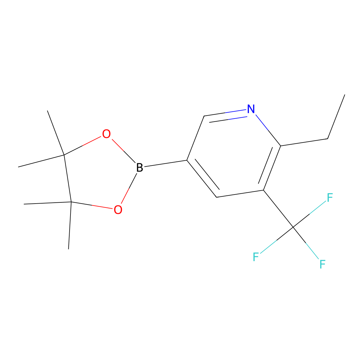 6-Ethyl-5-trifluoromethylpyridine-3-boronic acid pinacol ester molecular structure, CAS 2223039-39-0