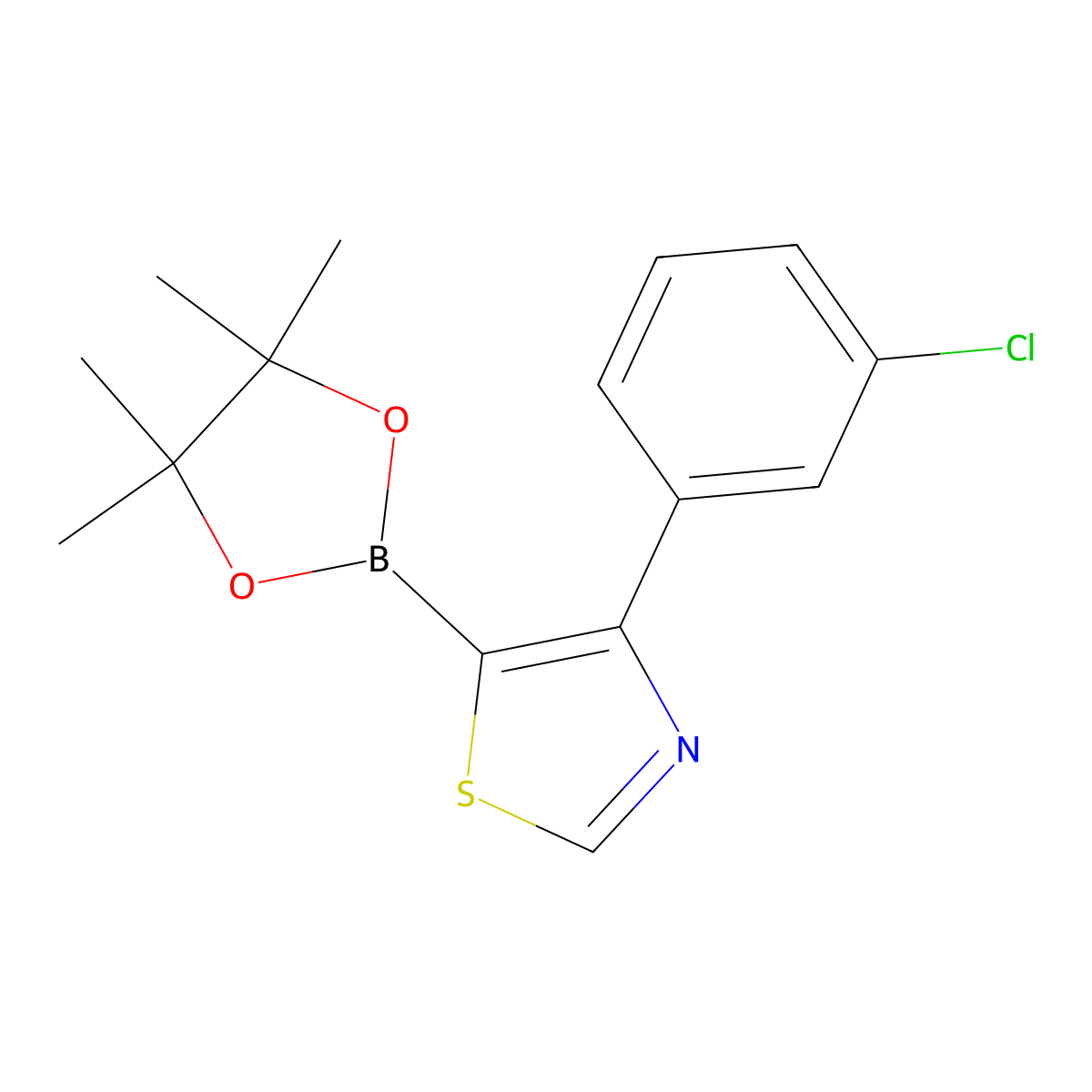 4-(3-Chlorophenyl)thiazole-5-boronic acid pinacol ester molecular structure, CAS 2223039-42-5