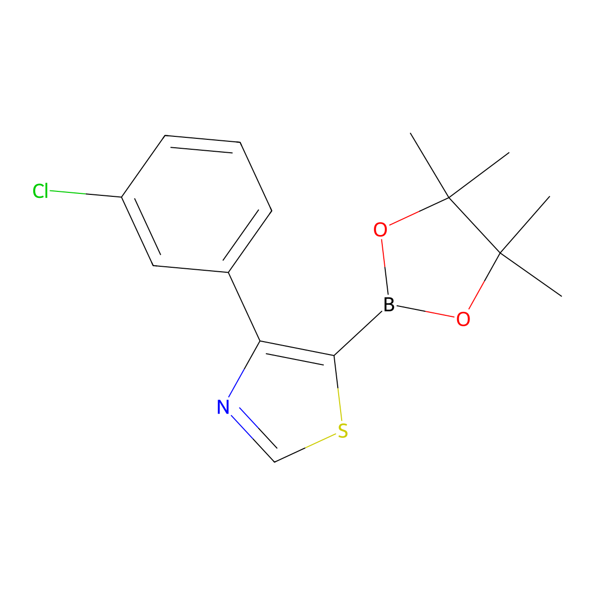 4-(3-Chlorophenyl)thiazole-5-boronic acid pinacol ester molecular structure, CAS 2223039-42-5