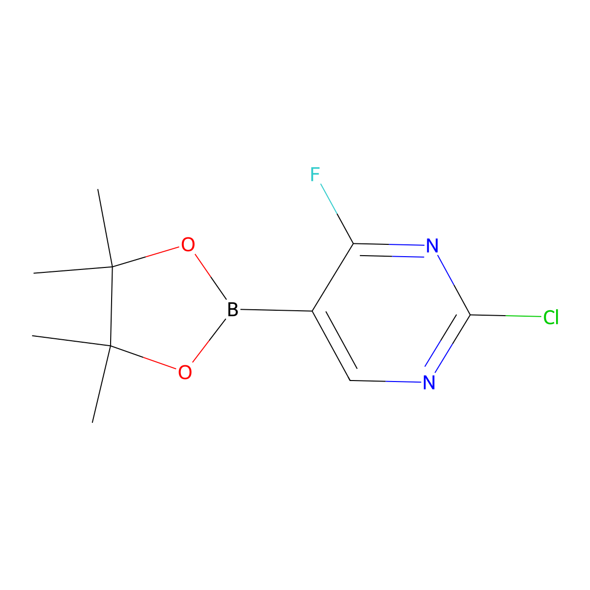 2-Chloro-4-fluoropyrimidine-5-boronic acid pinacol ester molecular structure, CAS 2223039-47-0