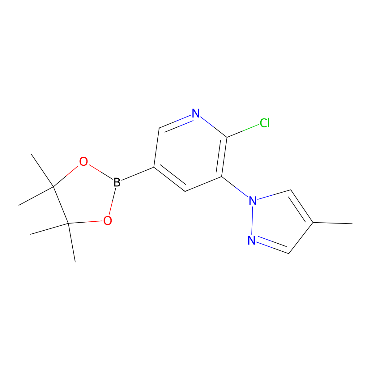 6-Chloro-5-(4-methyl-1H-pyrazol-1-yl)pyridine-3-boronic acid pinacol ester molecular structure, CAS 2223039-49-2