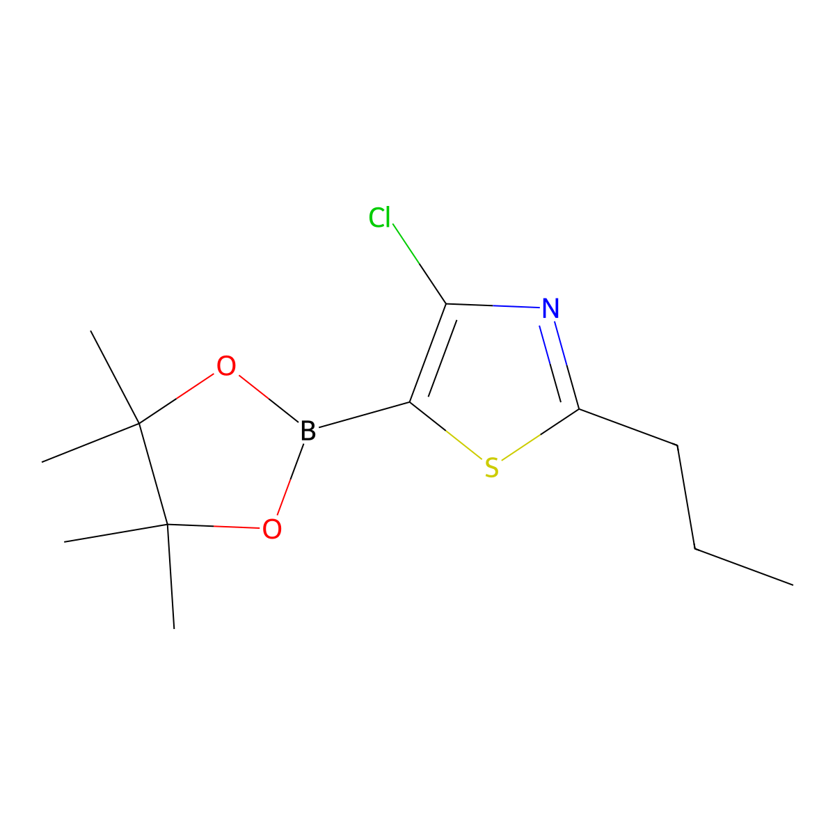 4-Chloro-2-(n-propyl)thiazole-5-boronic acid pinacol ester molecular structure, CAS 2223039-50-5
