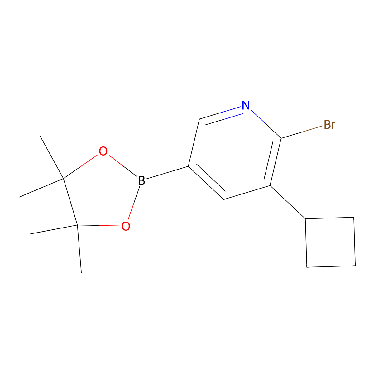 2-Bromo-3-cyclobutyl-5-(4,4,5,5-tetramethyl-1,3,2-dioxaborolan-2-yl)pyridine molecular structure, CAS 2223039-57-2