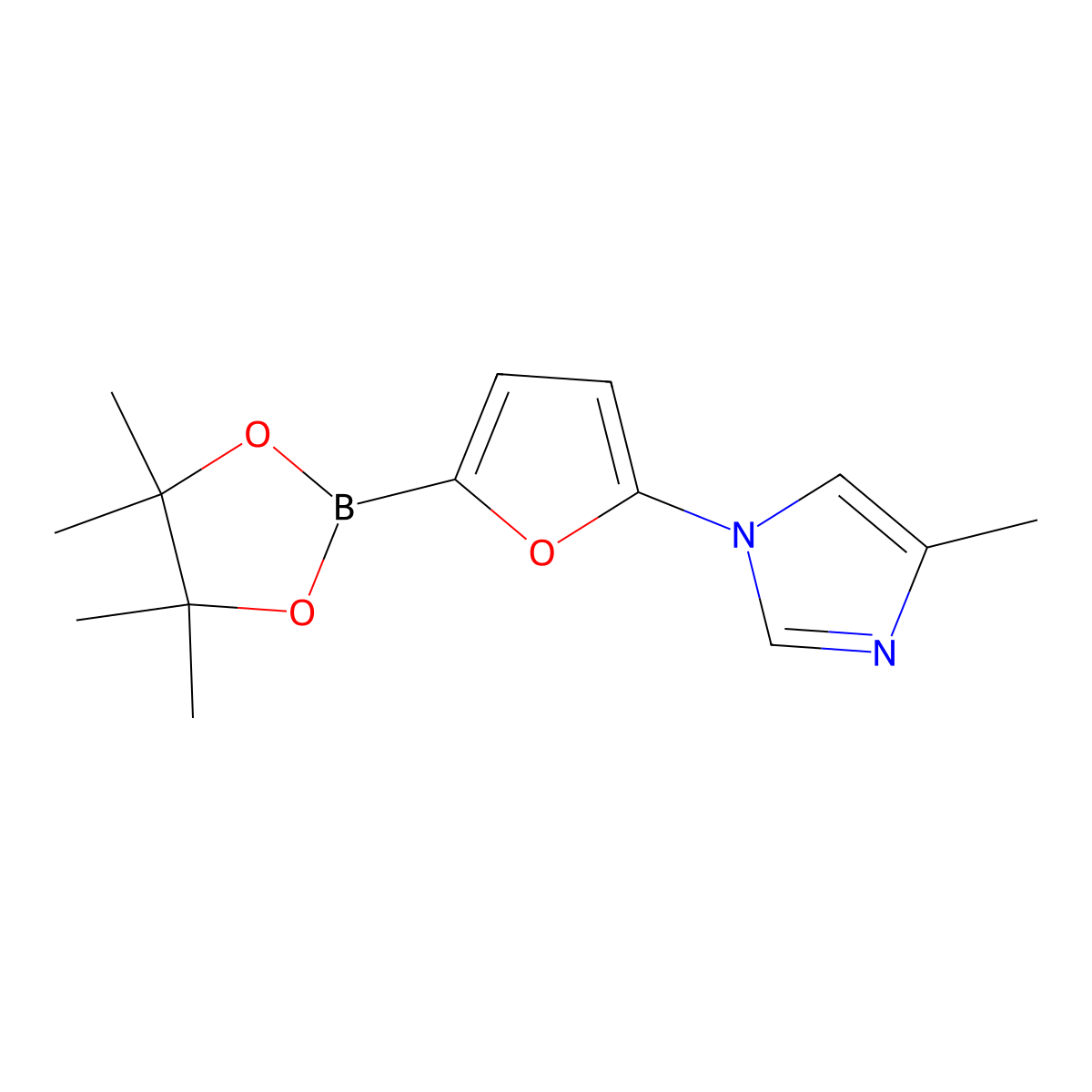 5-(4-Methylimidazol-1-yl)furan-2-boronic acid pinacol ester molecular structure, CAS 2223039-59-4