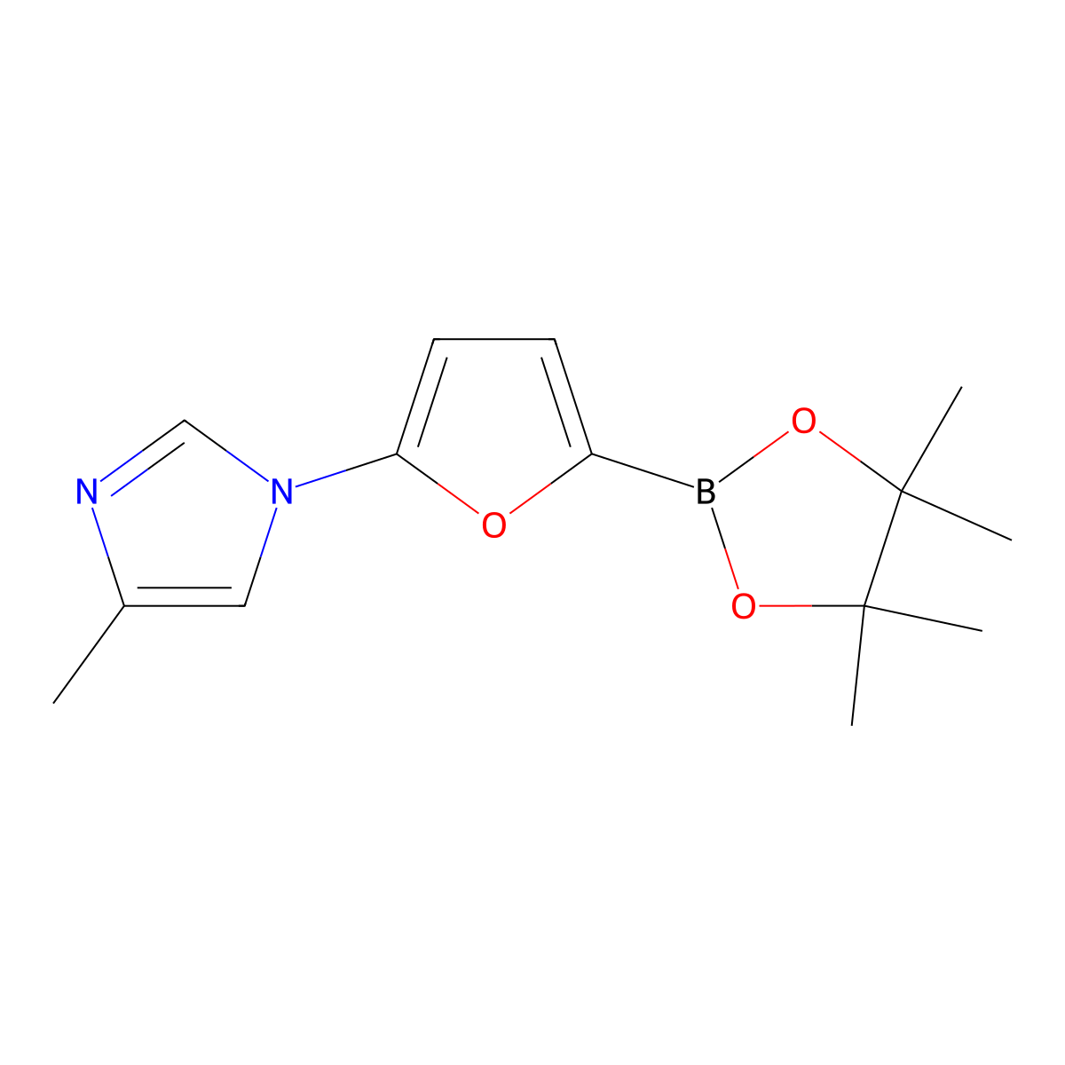 5-(4-Methylimidazol-1-yl)furan-2-boronic acid pinacol ester molecular structure, CAS 2223039-59-4
