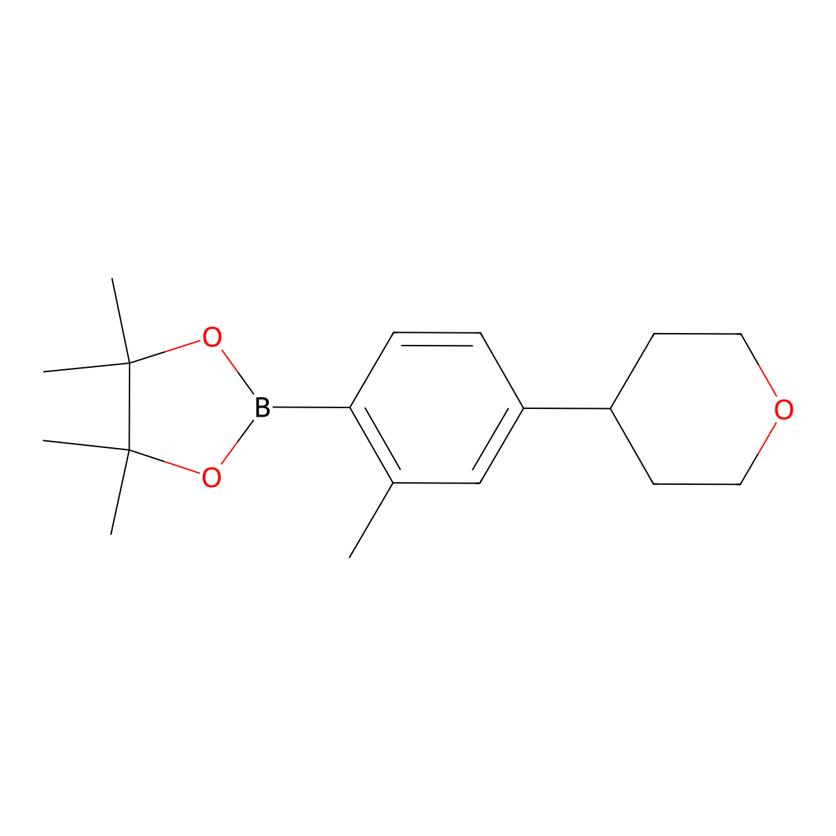 4,4,5,5-Tetramethyl-2-(2-methyl-4-(tetrahydro-2H-pyran-4-yl)phenyl)-1,3,2-dioxaborolane molecular structure, CAS 2223039-63-0